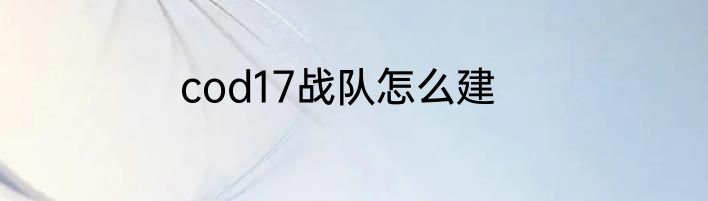 cod17战队怎么建