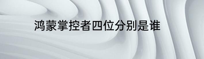 鸿蒙掌控者四位分别是谁