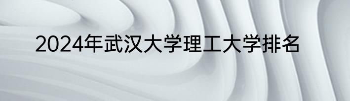 2024年武汉大学理工大学排名