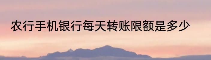 农行手机银行每天转账限额是多少
