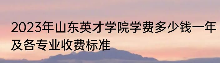 2023年山东英才学院学费多少钱一年及各专业收费标准