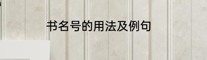书名号的用法及例句