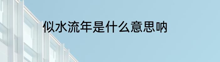 似水流年是什么意思呐