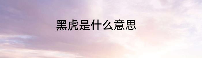 黑虎是什么意思