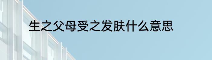 生之父母受之发肤什么意思