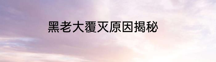 黑老大覆灭原因揭秘