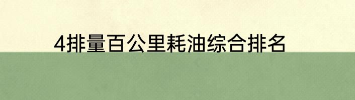 4排量百公里耗油综合排名