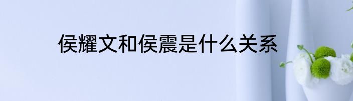 侯耀文和侯震是什么关系
