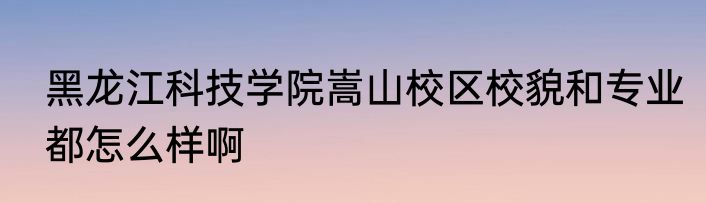 黑龙江科技学院嵩山校区校貌和专业都怎么样啊