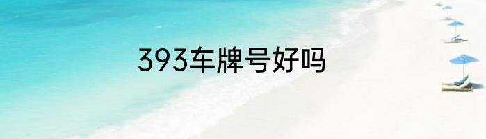 393车牌号好吗