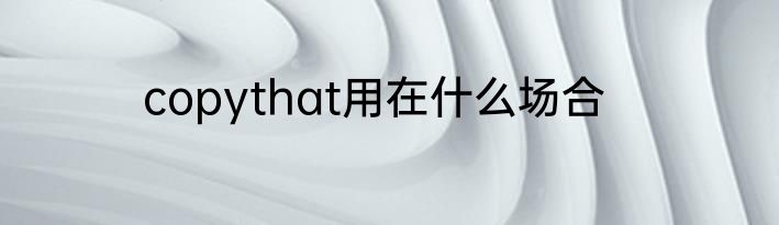 copythat用在什么场合