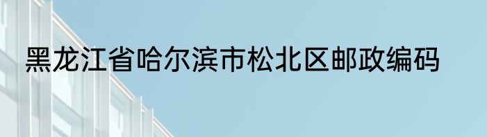黑龙江省哈尔滨市松北区邮政编码