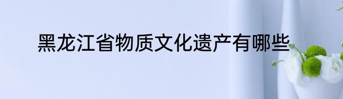 黑龙江省物质文化遗产有哪些