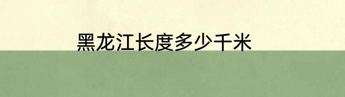 黑龙江长度多少千米