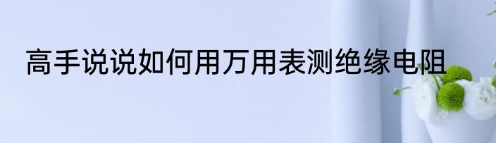 高手说说如何用万用表测绝缘电阻