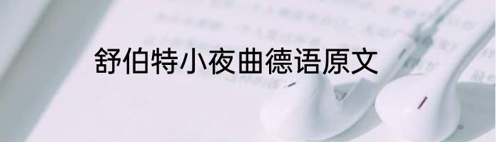 舒伯特小夜曲德语原文