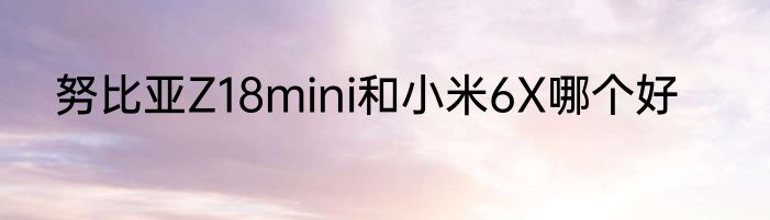 努比亚Z18mini和小米6X哪个好
