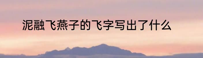 泥融飞燕子的飞字写出了什么
