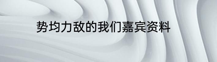 势均力敌的我们嘉宾资料