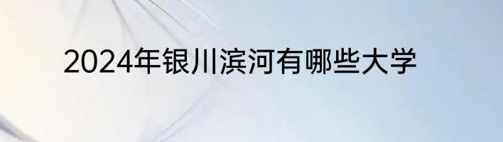 2024年银川滨河有哪些大学