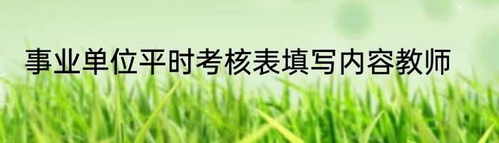 事业单位平时考核表填写内容教师
