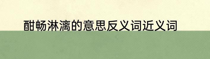 酣畅淋漓的意思反义词近义词