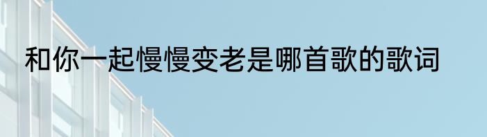 和你一起慢慢变老是哪首歌的歌词