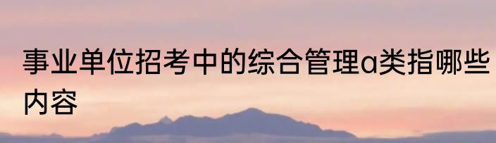 事业单位招考中的综合管理a类指哪些内容