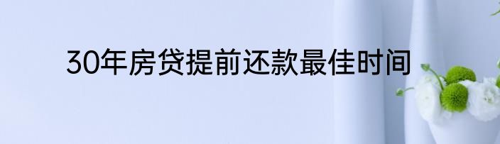 30年房贷提前还款最佳时间