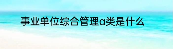 事业单位综合管理a类是什么