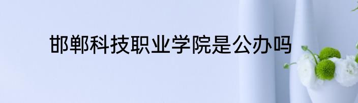 邯郸科技职业学院是公办吗