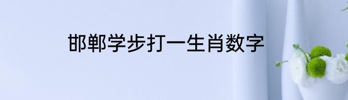 邯郸学步打一生肖数字