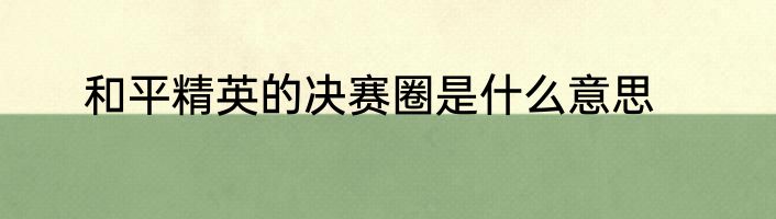 和平精英的决赛圈是什么意思