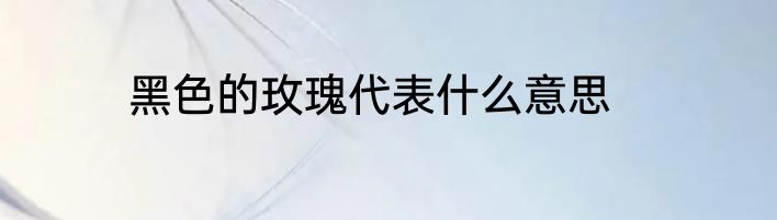 黑色的玫瑰代表什么意思