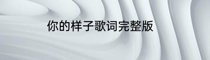 你的样子歌词完整版