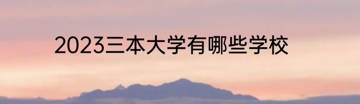 2023三本大学有哪些学校