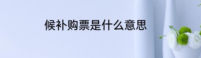 候补购票是什么意思