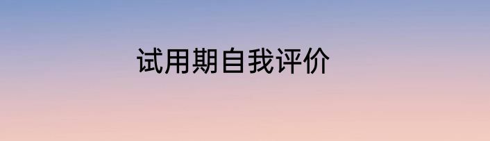 试用期自我评价