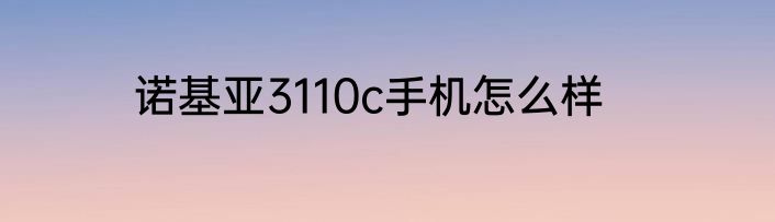 诺基亚3110c手机怎么样