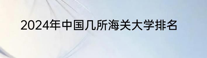 2024年中国几所海关大学排名