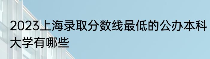 2023上海录取分数线最低的公办本科大学有哪些