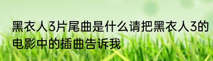 黑衣人3片尾曲是什么请把黑衣人3的电影中的插曲告诉我