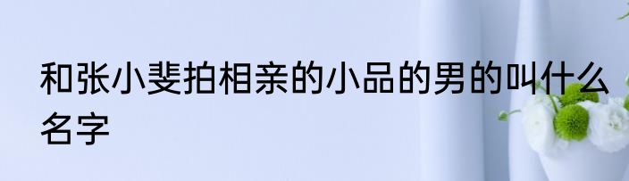和张小斐拍相亲的小品的男的叫什么名字