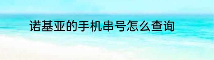 诺基亚的手机串号怎么查询