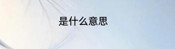 是什么意思