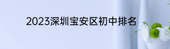 2023深圳宝安区初中排名