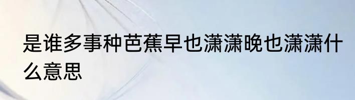 是谁多事种芭蕉早也潇潇晚也潇潇什么意思
