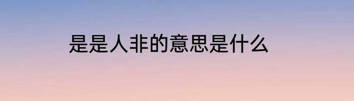 是是人非的意思是什么
