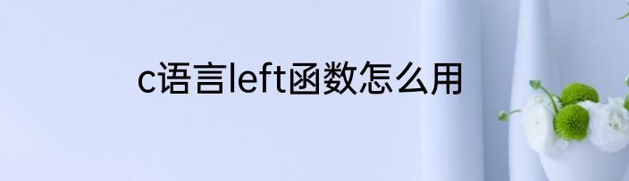c语言left函数怎么用