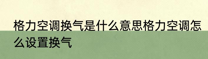 格力空调换气是什么意思格力空调怎么设置换气